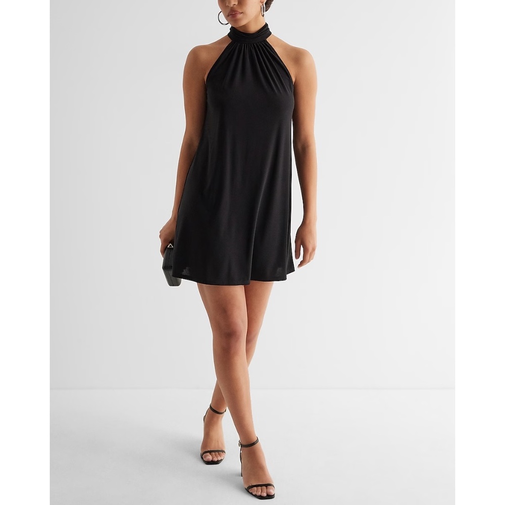 Express - Mock Neck Mini Shift Dress | Black | Sleeveless | Size 0 | NWT / NEW